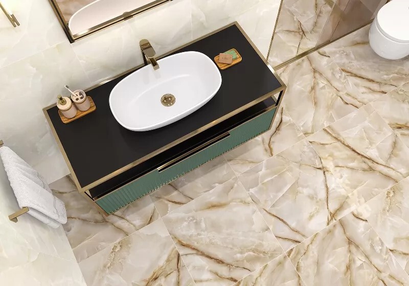 Керамогранит 6060ORO11P LCM Onyx Royal Latte Полированный 600 x 600 x 8 мм.