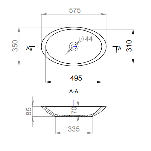Salini Callista 102 раковина накладная глянцевая