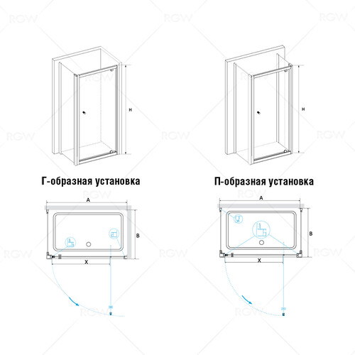 RGW PA-35 (PA-05+Z-050-1) душевой уголок 90х90 хром, стекло прозрачное 04083599-011