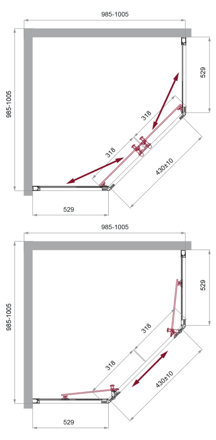 Душевой уголок BelBagno UNO-195-P-2-100-C-Cr