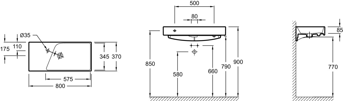 Jacob Delafon Rythmik EXP112-00 раковина подвесная 80 см