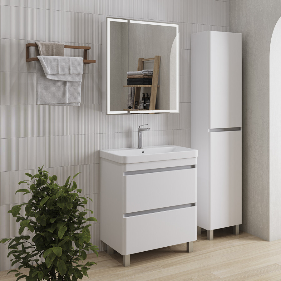 Напольная тумба-умывальник Comforty Валдай-60Н белый матовый с раковиной Comforty 4460 00-00020673