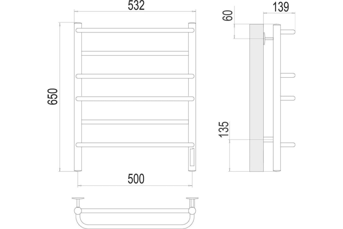 Полотенцесушитель Terminus Евромикс Quick Touch Черный 532/650 П6