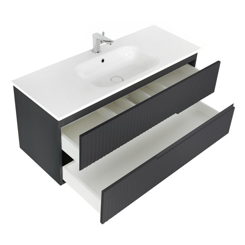 Cezares тумба с раковиной DUET-1200-2C-SO-GR-P+CZR-NAT-120-LVB 117х45х50 черный