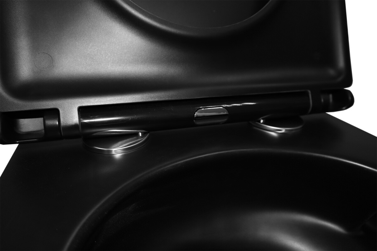 Унитаз подвесной Azario Teramo 490х345х355 безободковый, слив скрытое торнадо, быстросъемное сиденье микролифт, черный матовый AZ-0052-UQ3MB