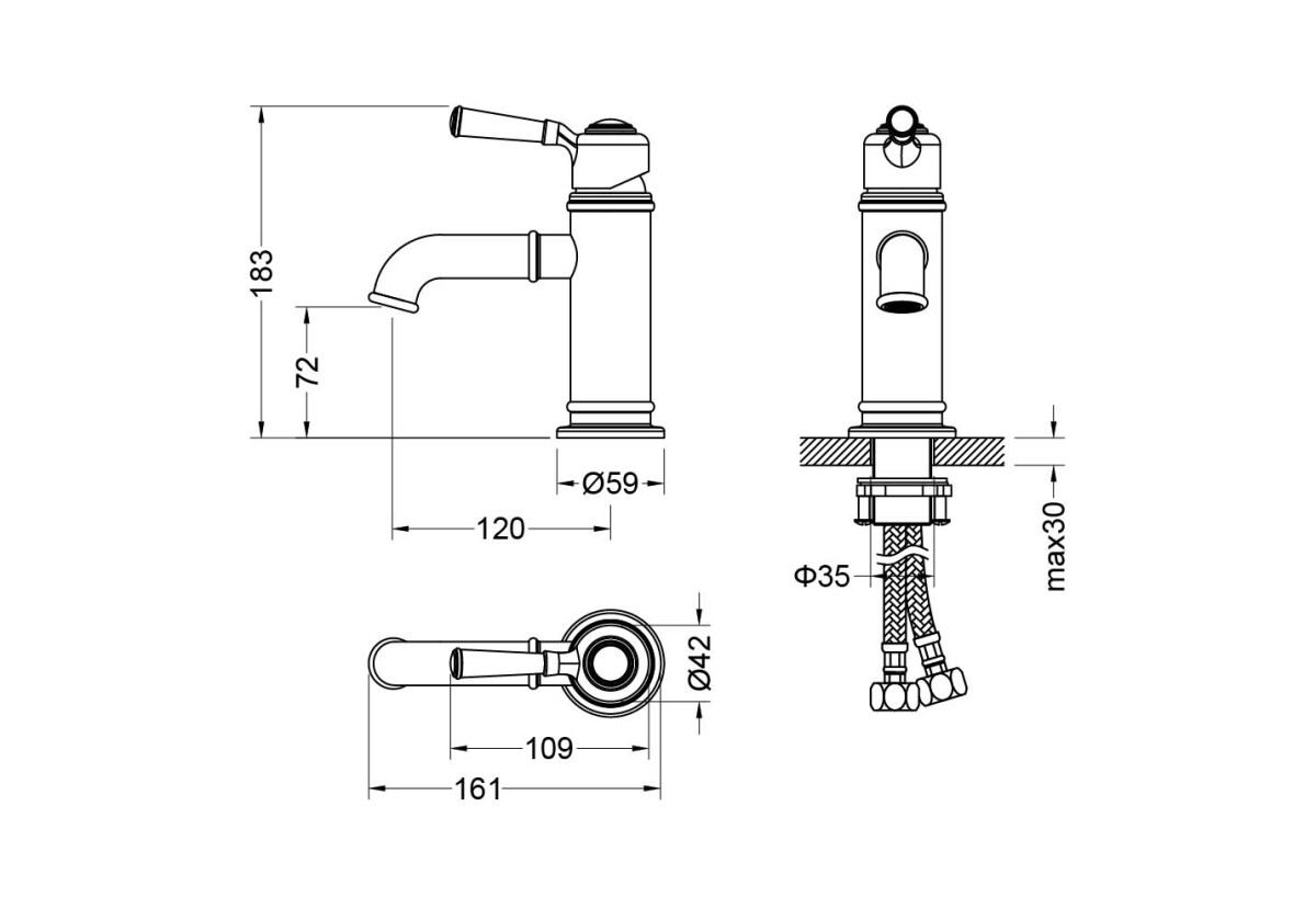 Aquatek Классик 103 смеситель для раковины без донного клапана AQ1510CR