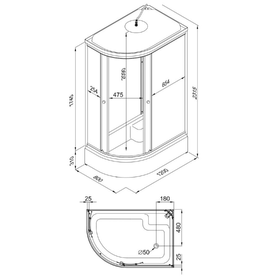 Triton Риф душевая кабина 120х80 В правая Щ0000044426