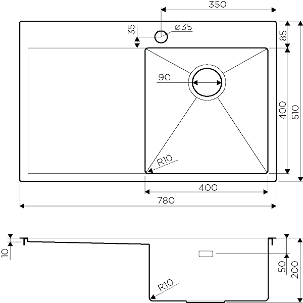 Omoikiri Akisame 78-IN-R 4973061 кухонная мойка нержавеющая сталь R/L 78x51 см