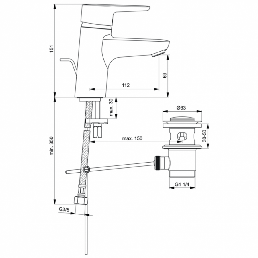 Ideal Standard Connect Blue смеситель для раковины B9914AA