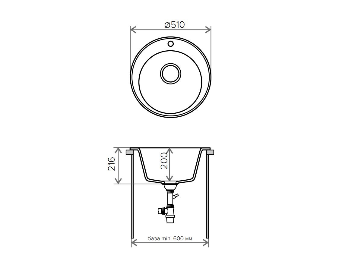 Tolero R-108 кухонная мойка черный 51 х 51 см