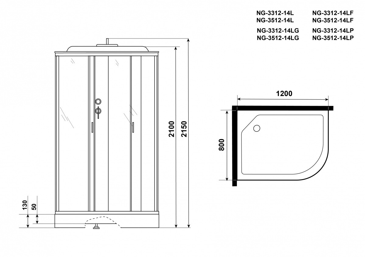 Niagara NG 3512-14LF Душевая кабина 120x80 Левая Электронная панель 35121433LF