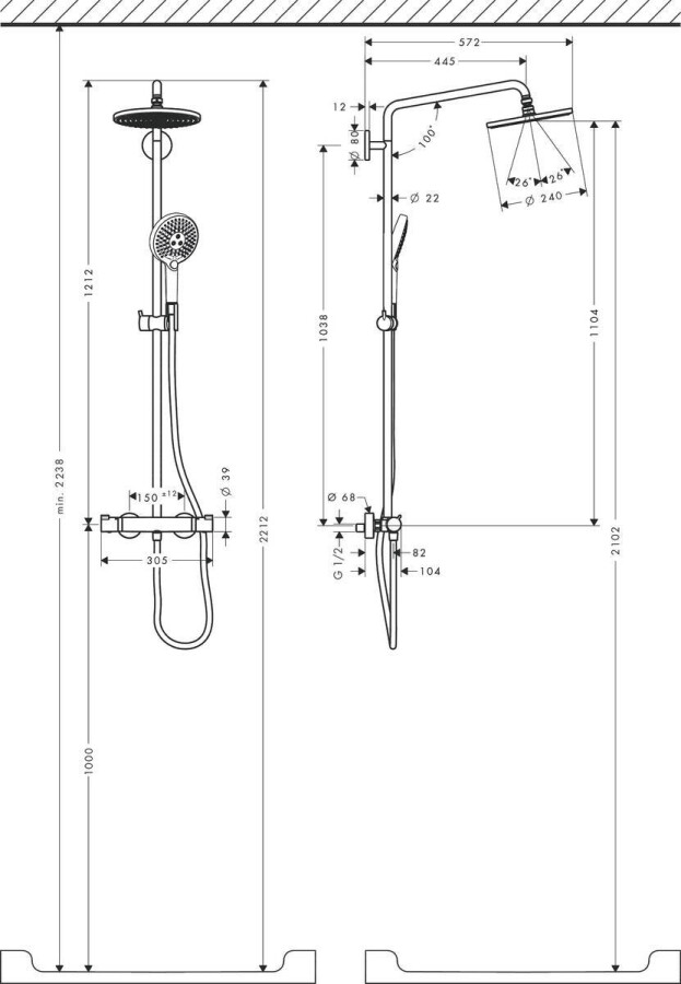 Hansgrohe Raindance Select Showerpipe 240 душевая система с термостатом хром 27115000