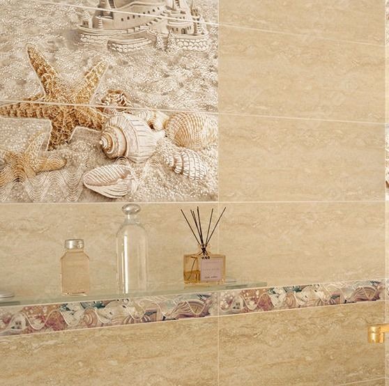 Azori caliza beige mare1 20х50см декор настенный бежевый глянцевый