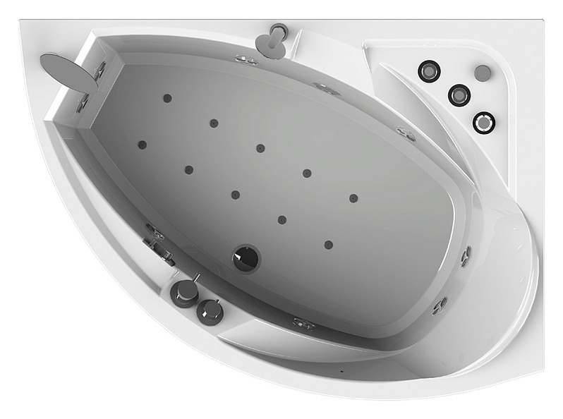 Radomir Фиеста Стандарт Bronze 150x109 см ванна акриловая асимметричная белая c гидромассажм правая-левая