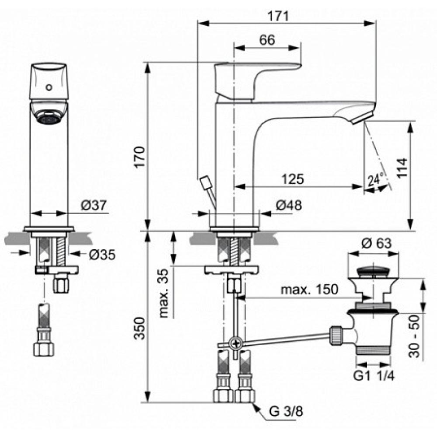 Ideal Standard Connect Air смеситель для раковины A7012A2