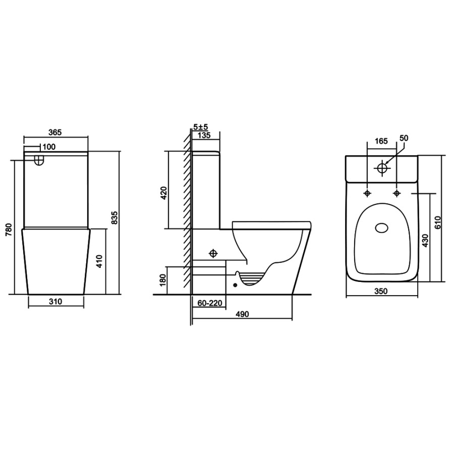 Унитаз-компакт Azario Terra 610х365х835 напольный, безободковый, система смыва "Скрытое торнадо", в комплекте с быстросъемным сиденьем микролифт AZ-6003-A