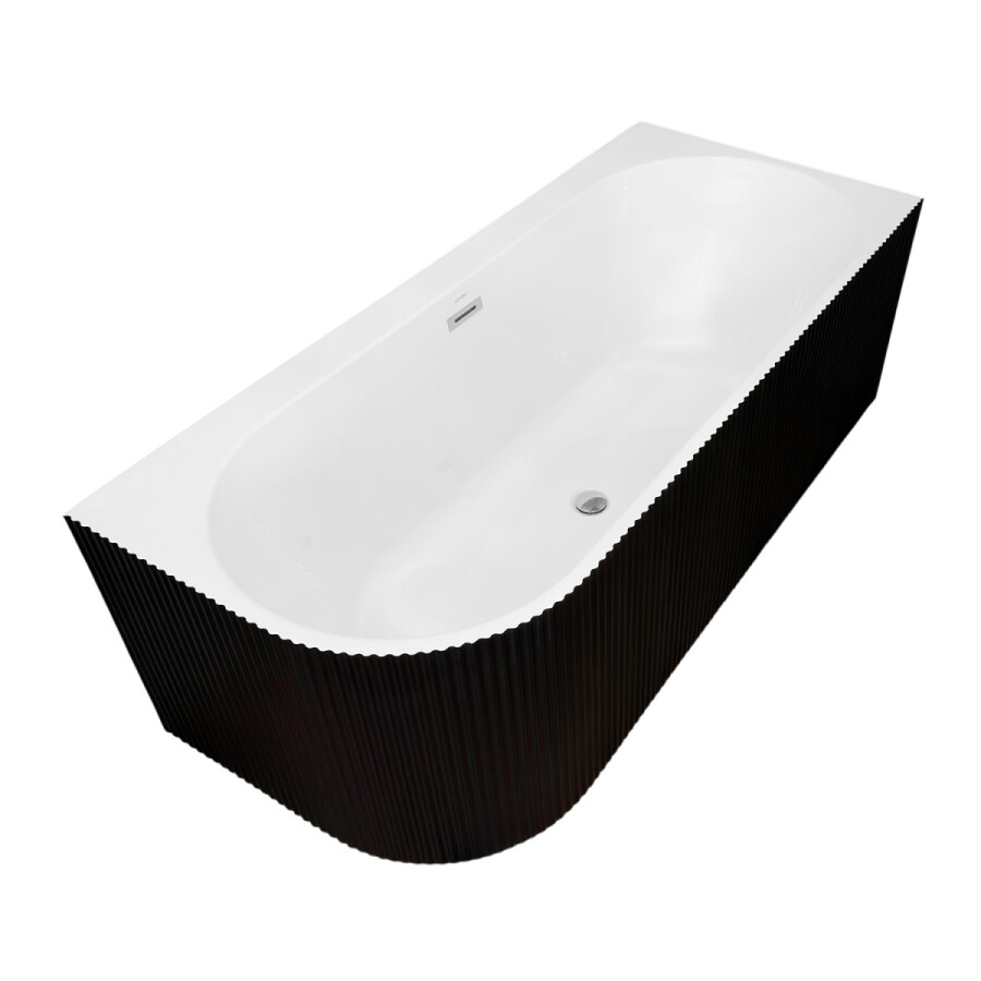 Ванна акриловая Azario LAGO BLANCO BLACK 1700х750х580 пристенная, правосторонняя, в комплекте с сифоном и металлической рамой, белый глянец/черный матовый AZ-6724-1CRB 17075