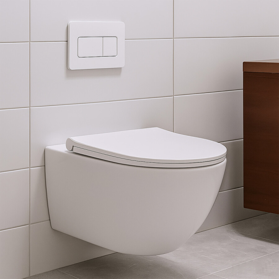 Унитаз подвесной Azario BONELLE 345х490х350 безободковый, смыв "Торнадо", с быстросъемным сиденьем микролифт AZ-2801E