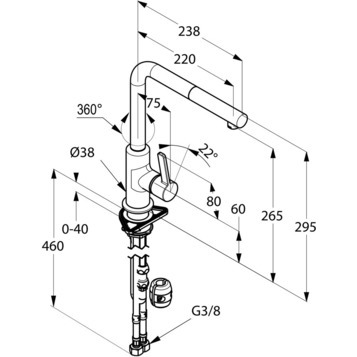 Kludi L-INE S смеситель для кухни с выдвижным изливом 408519375