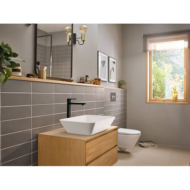 Hansgrohe Rebris E Смеситель для накладной раковины 240 CoolStart со сливным гарнитуром черный матовый 72581670
