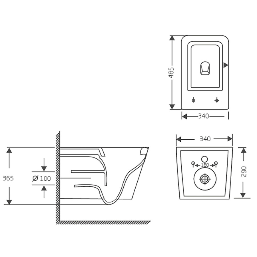 Унитаз подвесной Azario AIRA 340х485х365 безободковый, система смыва "Скрытое Торнадо", с быстросъемным сиденьем "Микролифт" AZ-5171T-WHT