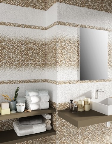 Уралкерамика Intro 25х36 см плитка настенная бело-бежевая