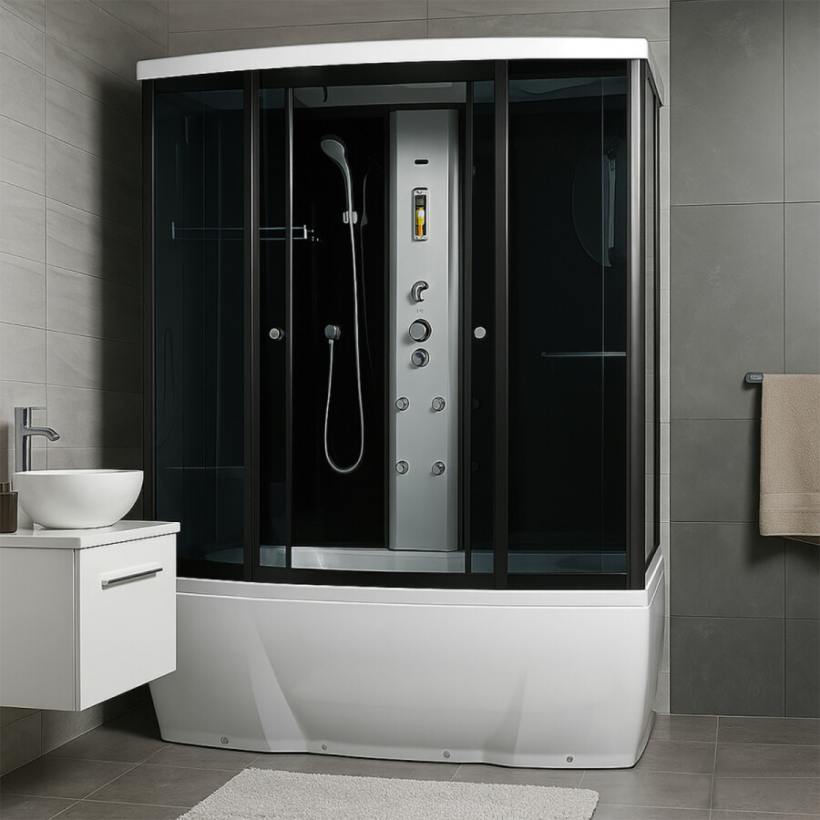 Душевая кабина Loranto CS 78-3 А 170x85x215 с тропическим душем, раздвижная дверь, черный профиль (CS00054501)