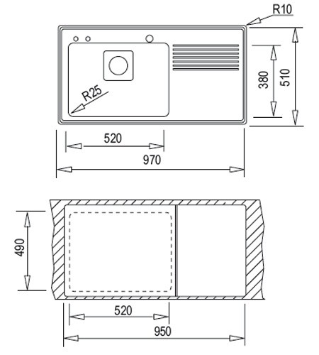 Teka FRAME 1B 1D PPLUS RHD 40180511 Мойка для кухни полированная система Pop-Up 97х51 см