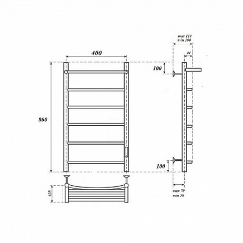 Point Афина полотенцесушитель электрический с полкой 40х80 PN04848PB