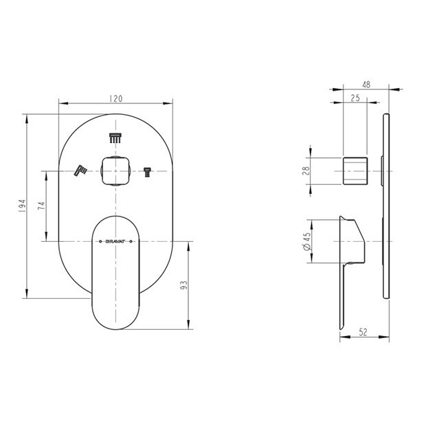 Bravat Gina P69194C-ENG смеситель скрытого монтажа хром