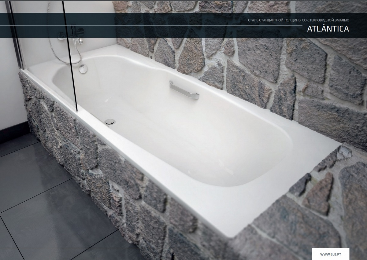 BLB Atlantica HG 180*80 ванна стальная уплотненная с отверстиями для ручек