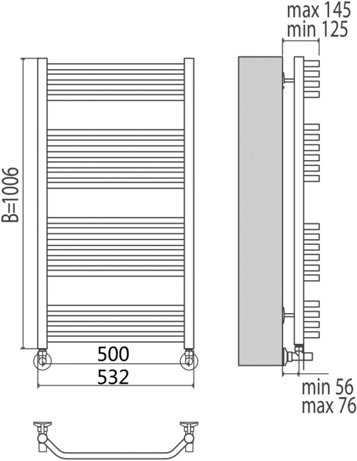 Terminus Виктория П20 полотенцесушитель водяной 500*1006