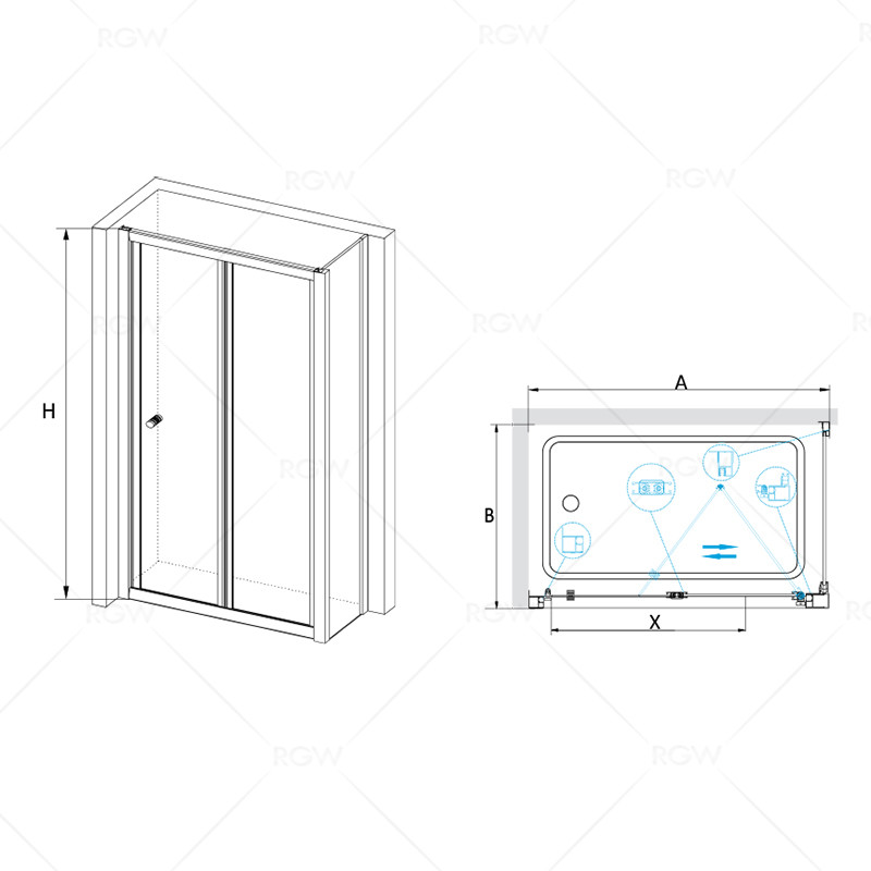 RGW Classik CL-31 (CL-21+Z-12) 04093100-11 душевое ограждение 100*100*185