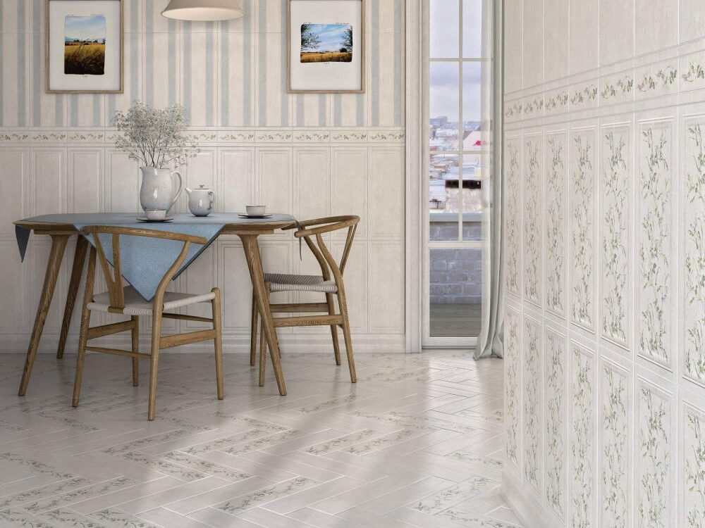 Kerama Marazzi Кантри Шик SG401600N белый декорированный керамогранит 9,9x40,2 см