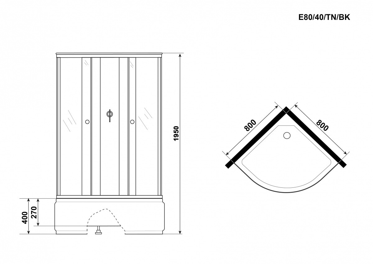 Niagara Eco Душевая кабина 80x80 Без крыши E80/40/TN/BK