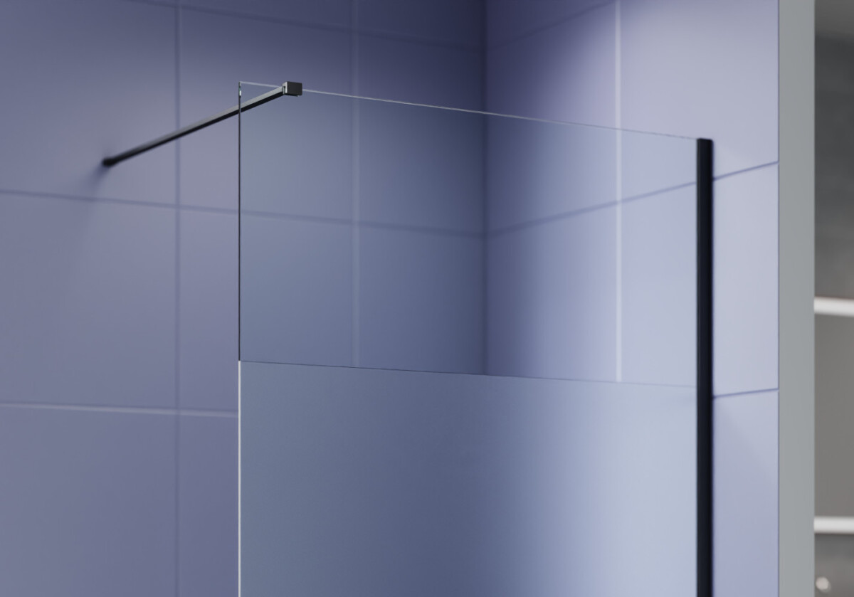 Aquatek AQ.WI.090.3BL Душевая перегородка Walk In 90см с держателем 1200мм черный матовый прозрачное+матовое