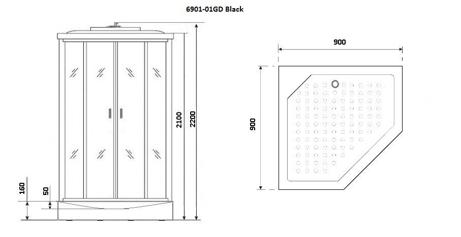Niagara NG 6901-01GD Black Душевая кабина 90x90 пятиугольная 69010134GDBLACK