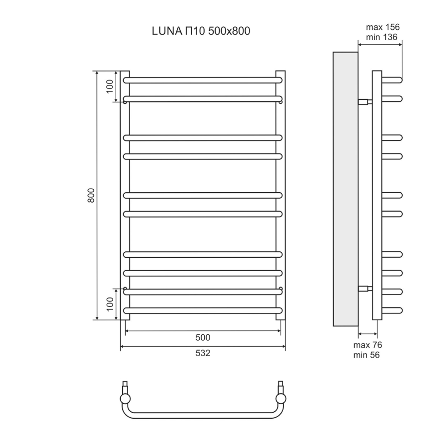 Lemark Luna П10 полотенцесушитель электрический 50х80 LM41810E