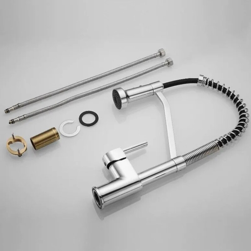 Смеситель для кухни с гибким изливом и вытяжной лейкой Haiba HB73826 Хром