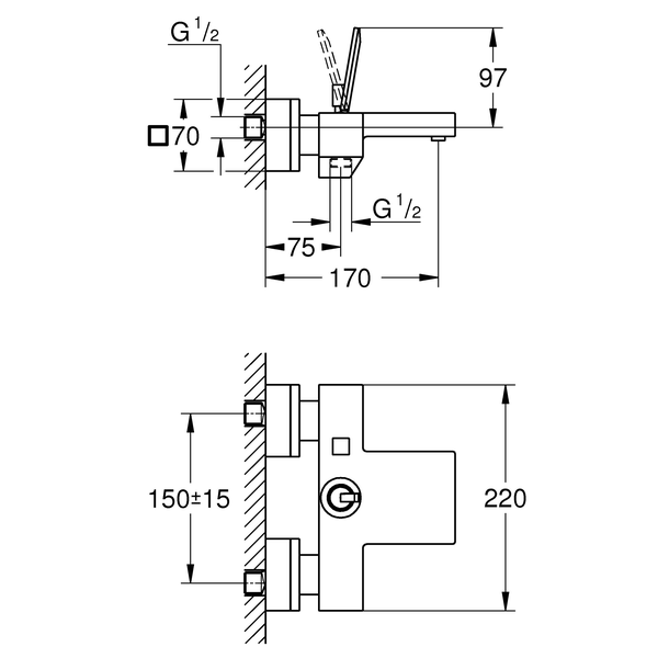 Grohe Eurocube Joy 23666000 смеситель для ванны хром