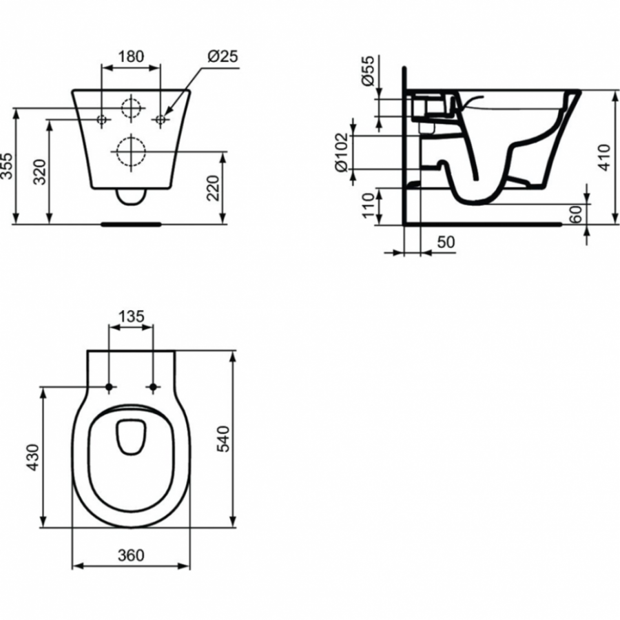 Ideal Standard Connect унитаз подвесной безободковый E2288V3