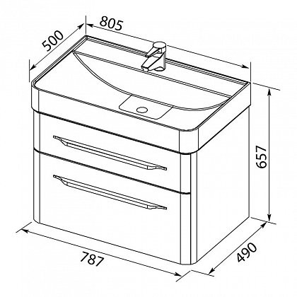 Aquanet Виченца 80 тумба с умывальником 00212666 подвесная