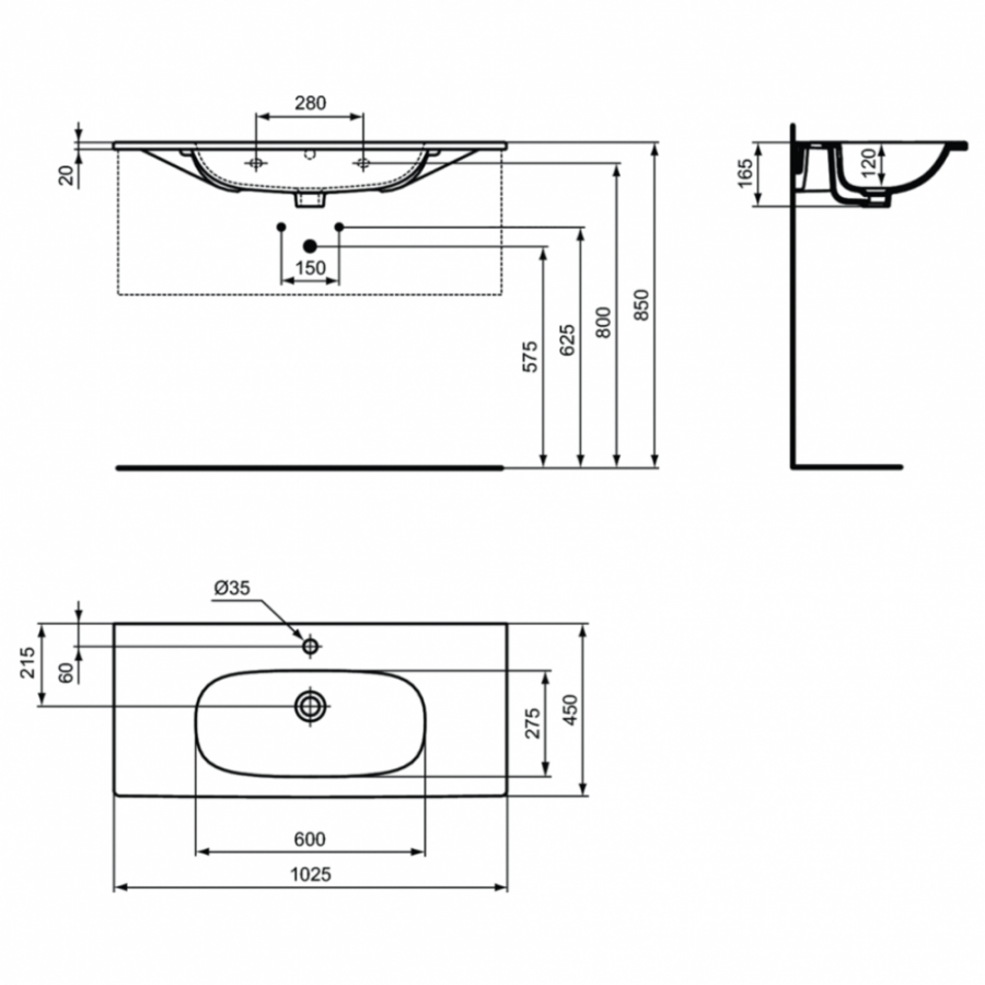Ideal Standard Tesi раковина 100x45 см T3508V1