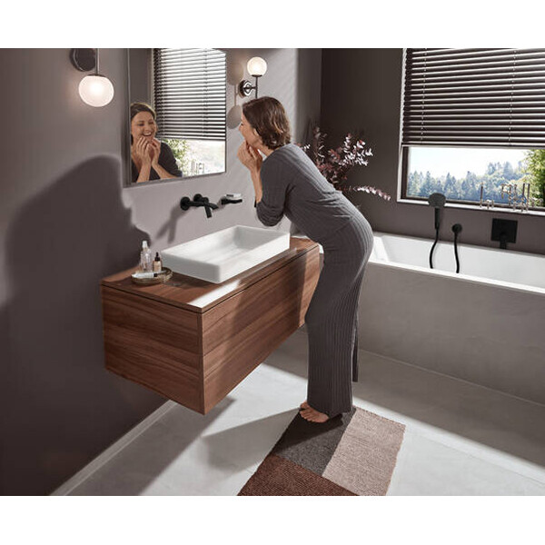 Hansgrohe Vivenis Встраиваемый смеситель для раковины настенный с изливом 192 мм черный матовый 75050670