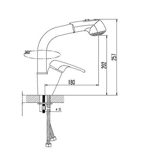 Polygran «Высокая лейка» смеситель для кухни бежевый