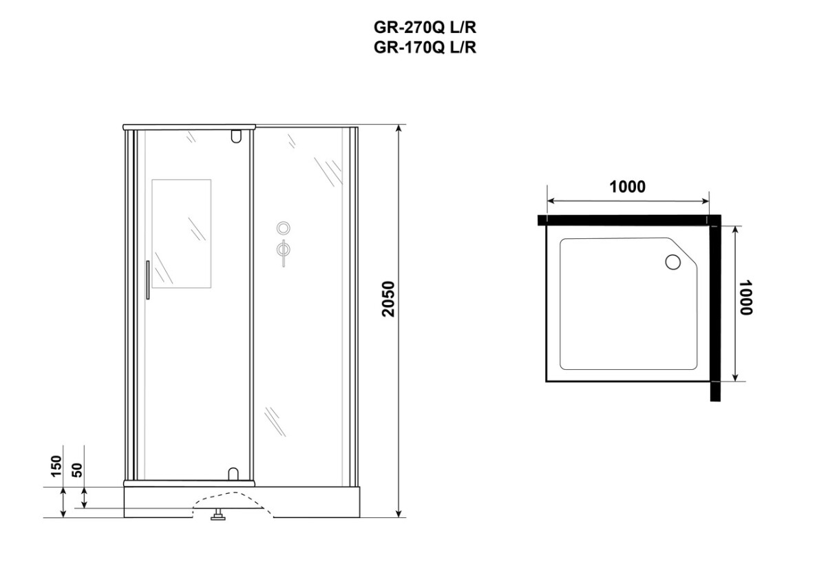 Душевая кабина Grossman Classic GR270QL (100х100х205) дверь распашная,4 места
