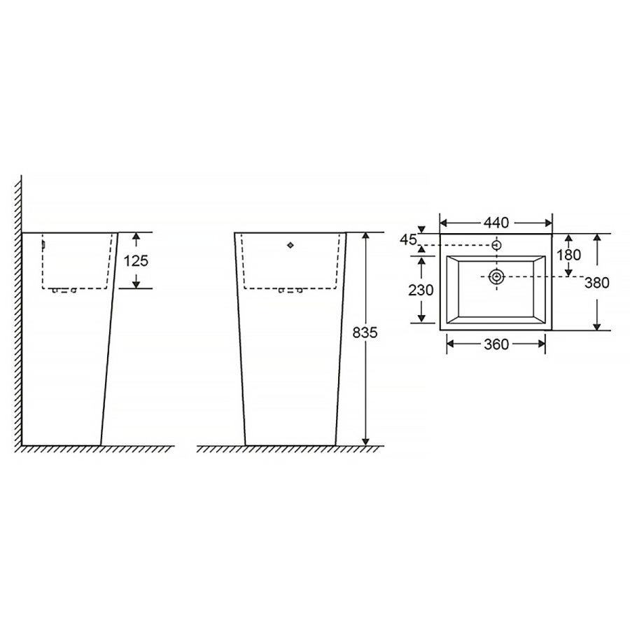 Azario FRETTA SQUARE раковина напольная отдельностоящая AZ-303