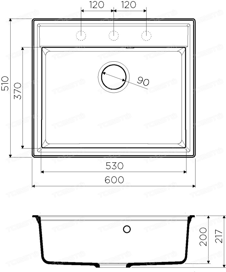 Omoikiri Daisen 60-PA 4993618 кухонная мойка аrtgranit пастила 60х51 см