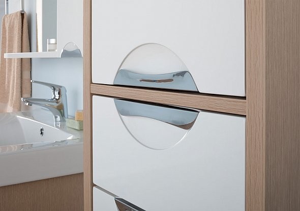 Aquanet Гретта 00171901 Шкаф-пенал напольный, с бельевой корзиной, светлый дуб 40