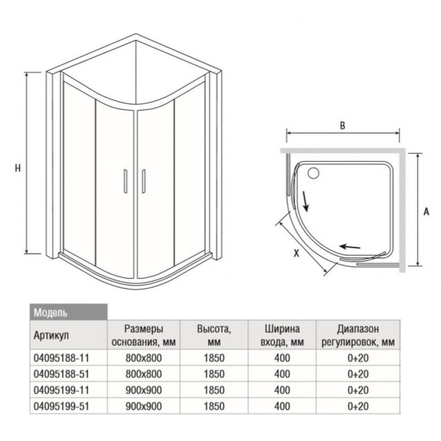 RGW Classik CL-51 04095188-51 душевое ограждение 80*80*185